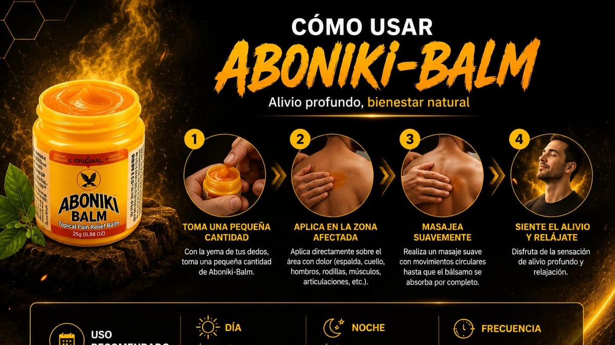 Mano aplicando Aboniki Balm con movimiento circular sobre la piel con resplandor dorado